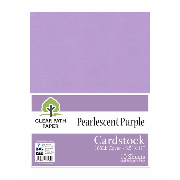 Pearlescent Purple Cardstock - 8.5 x 11 inch - 105Lb Cover - 10 Sheets - Clear Path Paper
