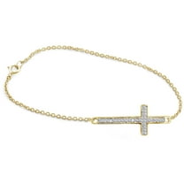 White Diamond Accent 14kt Gold-Plated Cross Bracelet, 7.25