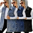 thumbnail image 2 of Zoeecloth Women's Denim Vest Jackets Hooded Sleeveless Outwear Jean Jackets Button Down Loose Casual Vest Outwear S-XL, 2 of 9