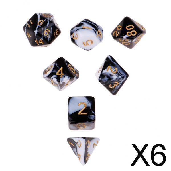 Dados poliédricos Baoblaze 7 Uds para mazmorras y dragones juego de troqueles negro 6 piezas
