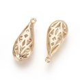 thumbnail image 2 of Hollow Brass Pendants Nickel Free Real 18K Gold Plated Teardrop 19.5x8x3.5mm Hole: 1.5mm, 2 of 2