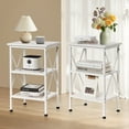 thumbnail image 3 of VECELO Set of 2 X-Design Side End Table Living Room, Modern Nightstands with Storage Shelf for Bedroom, White, 3 of 11