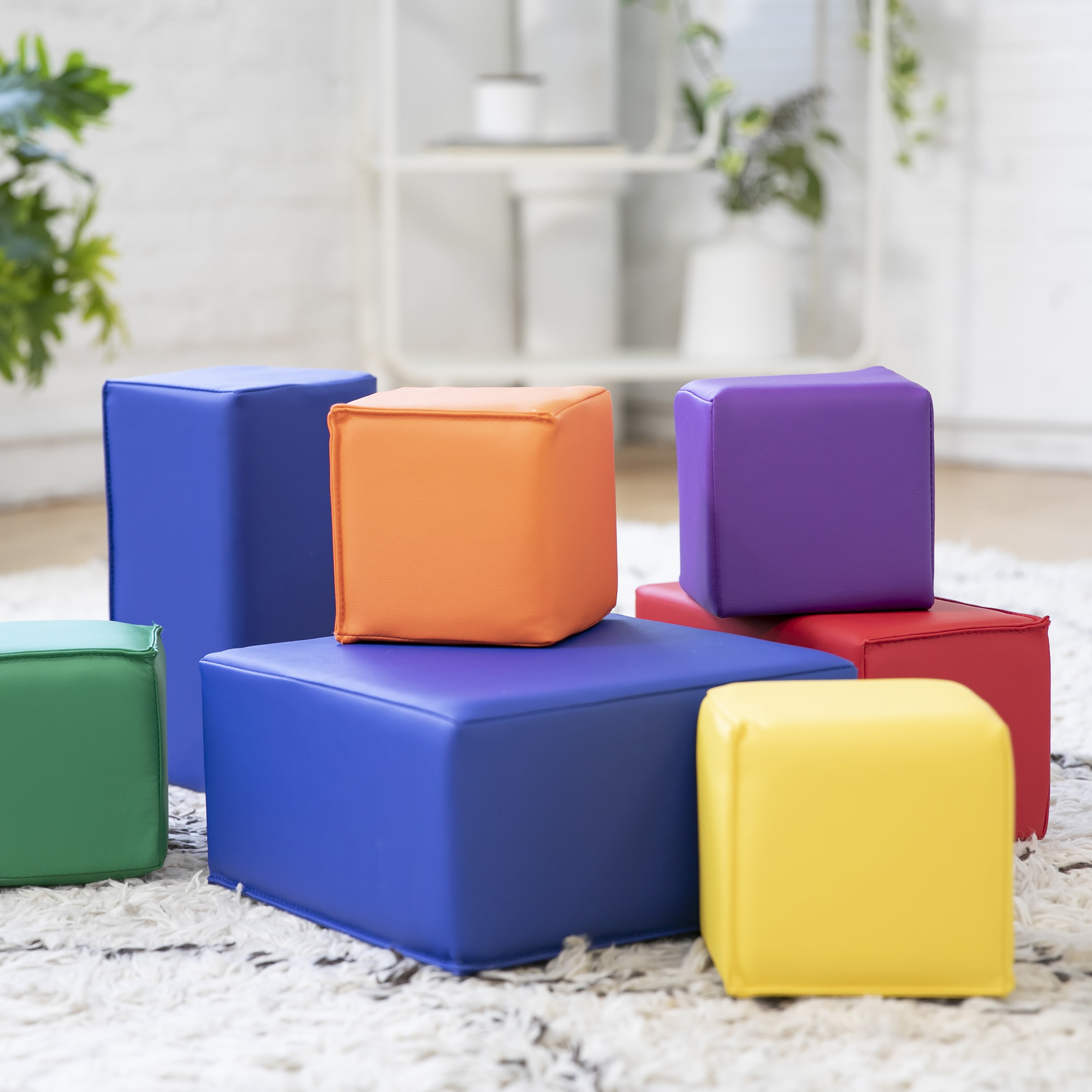 ECR4Kids SoftZone Patchwork Blocks, Contemporary, Foam Cubes, Building  Toddler 12-Piece並行輸入