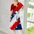 thumbnail image 3 of 4Th Of July Dress Women Plus Size, American Flag T Shirt Long Dresses Casual Cotton Patriotic Short Sleeve Round Neck Pocket Dress Baby Blue Sequin Dress For Dresses (XL, Vermilion) ZMTing, 3 of 5
