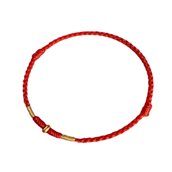 UNTERING Gold Beads Red Cord Bracelet for Friendship Adjustable Hand-Woven Bangle Good Luck Bangle New Year Accessories