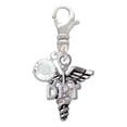 thumbnail image 2 of Delight Jewelry Silvertone Caduceus - DPT - Silvertone Clip on Charm with Clear Crystal Drop, 2 of 4