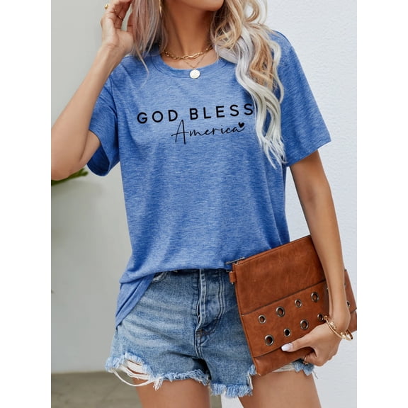 GOD BLESS AMERICA Graphic Short Sleeve Tee