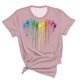thumbnail image 4 of Camisetas de Manga Corta para las Mujeres Impresas Cuello Redondo Casual Camiseta, 95% Poliéster 5% Spandex Vintage Ligero Top para Diario, Fiesta Y Primavera, 4 of 5