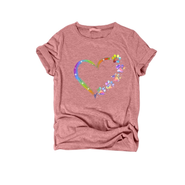 Gibobby Camisetas Mujer Manga Corta Blusa camisa mujer Tops cortos sueltos Blusa mujer casual manga camiseta impresión(Rojo,G)