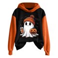 thumbnail image 2 of GuzomFashion Womens White Hall-oween Hoodie - Ghost Pumpkin Bat Graphic, 100% Polyester Long Sleeve, Relaxed Fit Asymmetrical Hem, Size S-XXXXXL,Size 3XL, 2 of 5