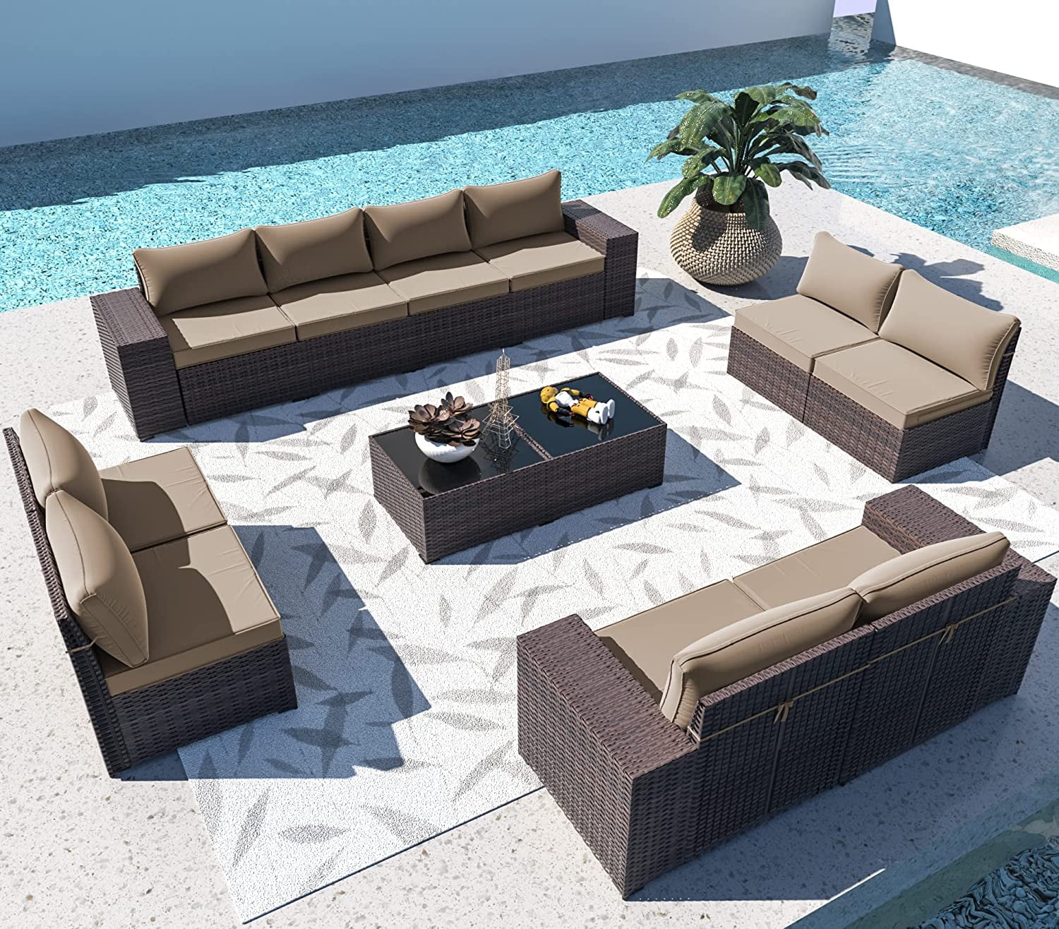 ALAULM Outdoor Patio Furniture Sets 12 Piece Patio Sectional Furniture