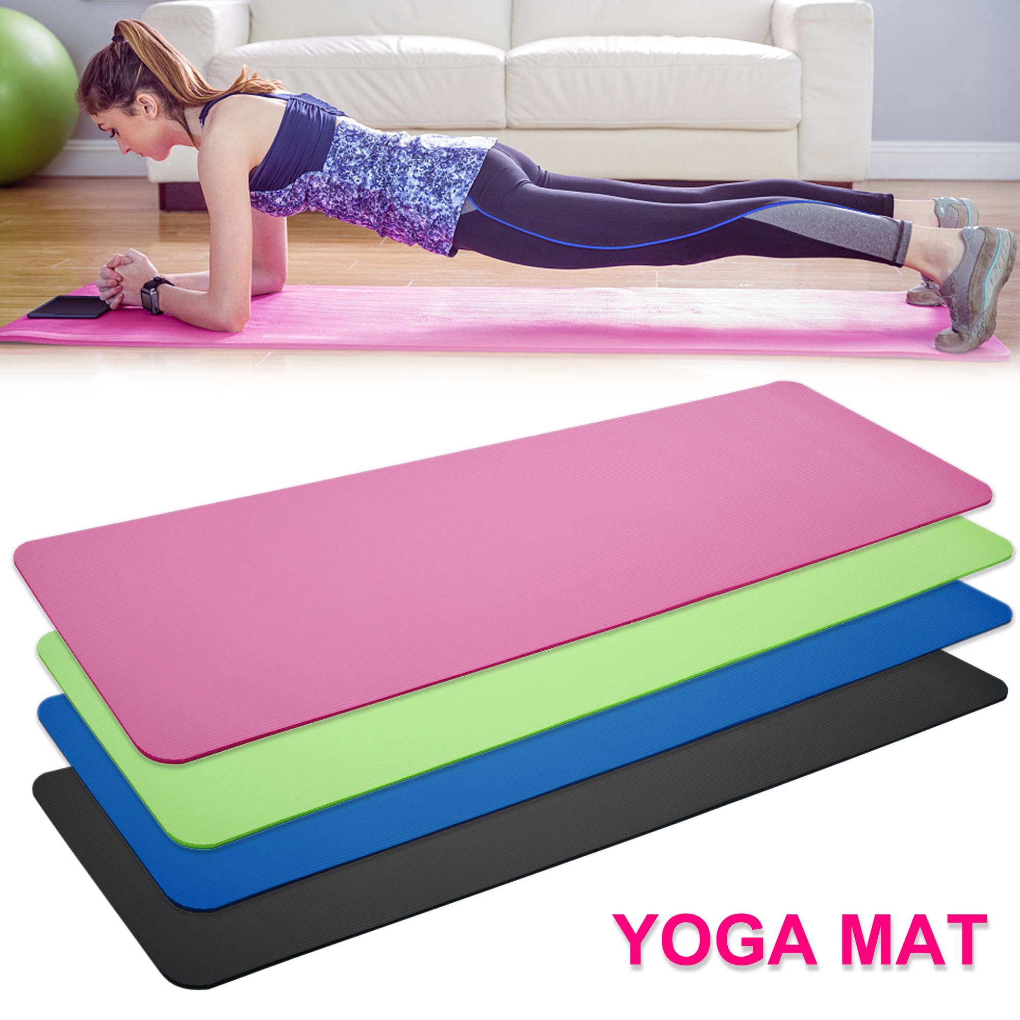 Non-Slip 10mm Thick Yoga Mat Indoor Exercise Fitness Pilates Gym Meditation Pad 
