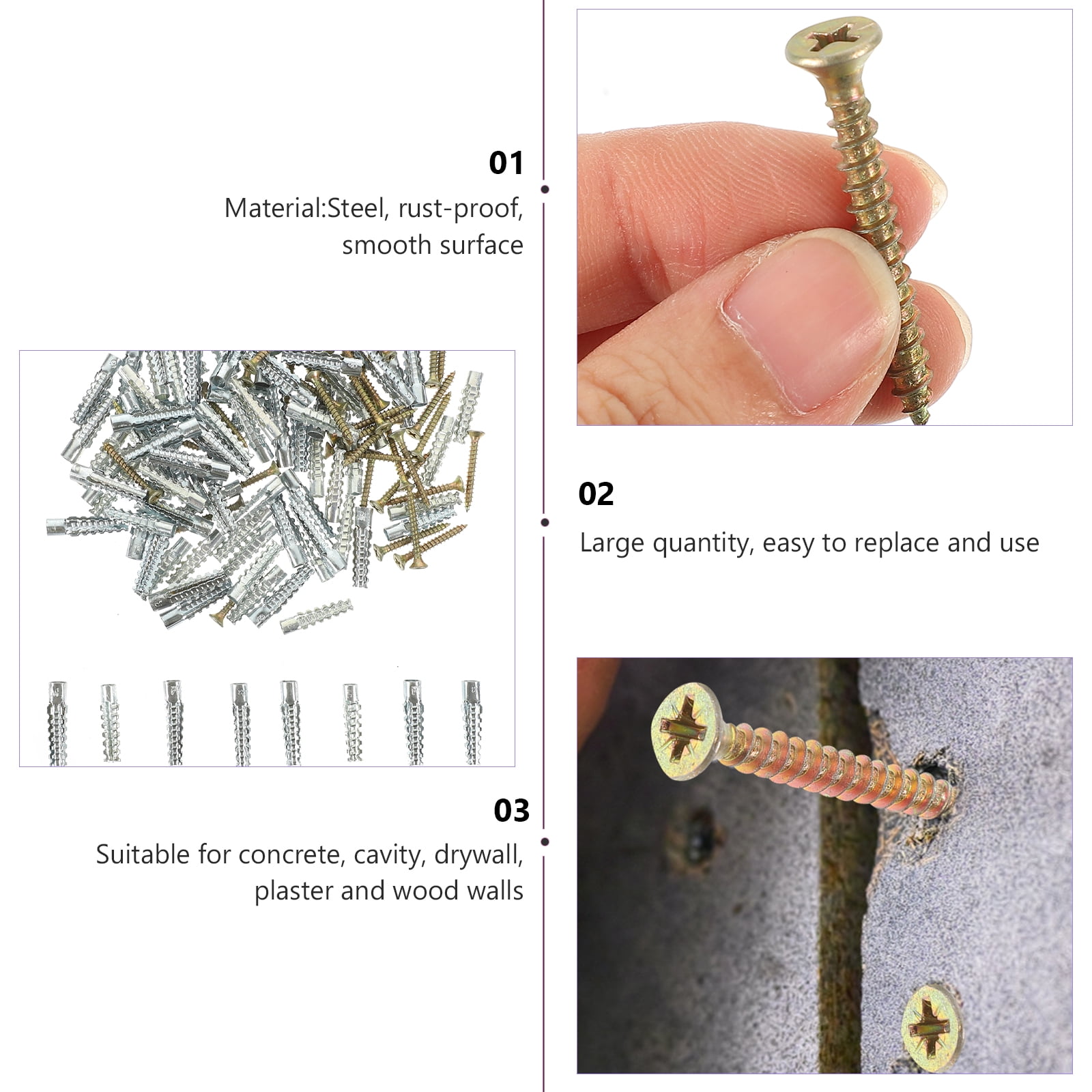 4 Count Anchor for Steel Heavy Duty Wall Anchors Lead Drywall
