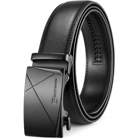 BOSTANTEN Mens Belt Leather Ratchet Dress Belt with Sliding Adjustable Buckle, Trim to Fit