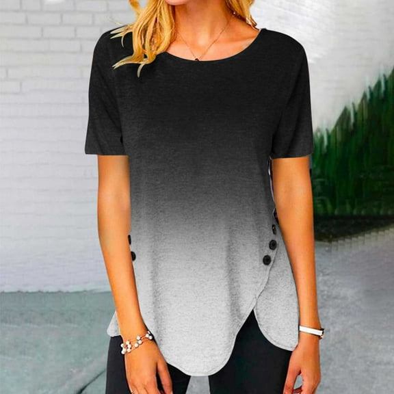 Aloohaidyvio Tops,Fashion Woman Causal Round Neck Printing Blouse Short Sleeve T-Shirt Summer Tops