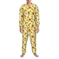 thumbnail image 3 of Sikiie European-style Pattern Sunflower Mens Pajama Set, Soft Warm Long Sleeve Sleepwear, Cozy Button-Down Pjs for Men-Medium, 3 of 7