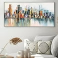 thumbnail image 3 of Modern Abstract Handmade Wall Art Colorful Cityscape Hand Painted on Canvas Boat Landscape The Shore of Town Oil Painting For Home Decor, 3 of 9