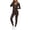 Coffee, variant on Womens Workout Sets 3 Piece Seamless Long Sleeve Jacket Scrunch Leggings Racerback Sports Bra Yoga Gym Outfits