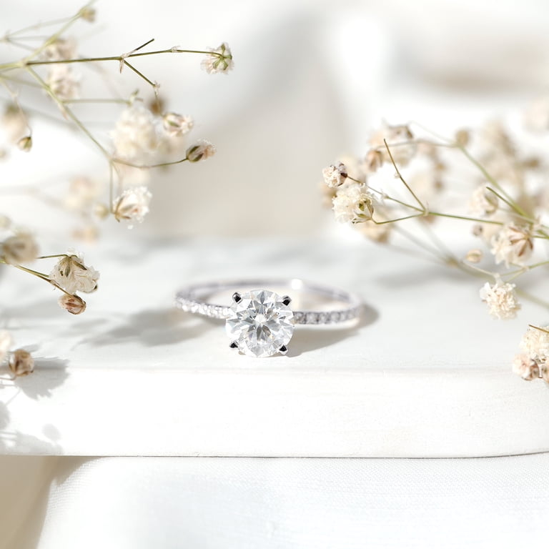 Rosec Jewels Round Shape Moissanite Solitaire Engagement Ring - 9 