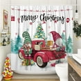 thumbnail image 2 of Newhomestyle Christmas Shower Curtains for Bathroom Winter Red Truck Holiday Shower Curtains Farmhouse Christmas Bathroom Decor 72x 72 Inches, 2 of 7