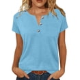 thumbnail image 2 of Babysbule Women's V Neck Button Placket Short Sleeve Henley T Shirt, Casual Loose Fit Top for Daily All Season Wear, 2 of 6