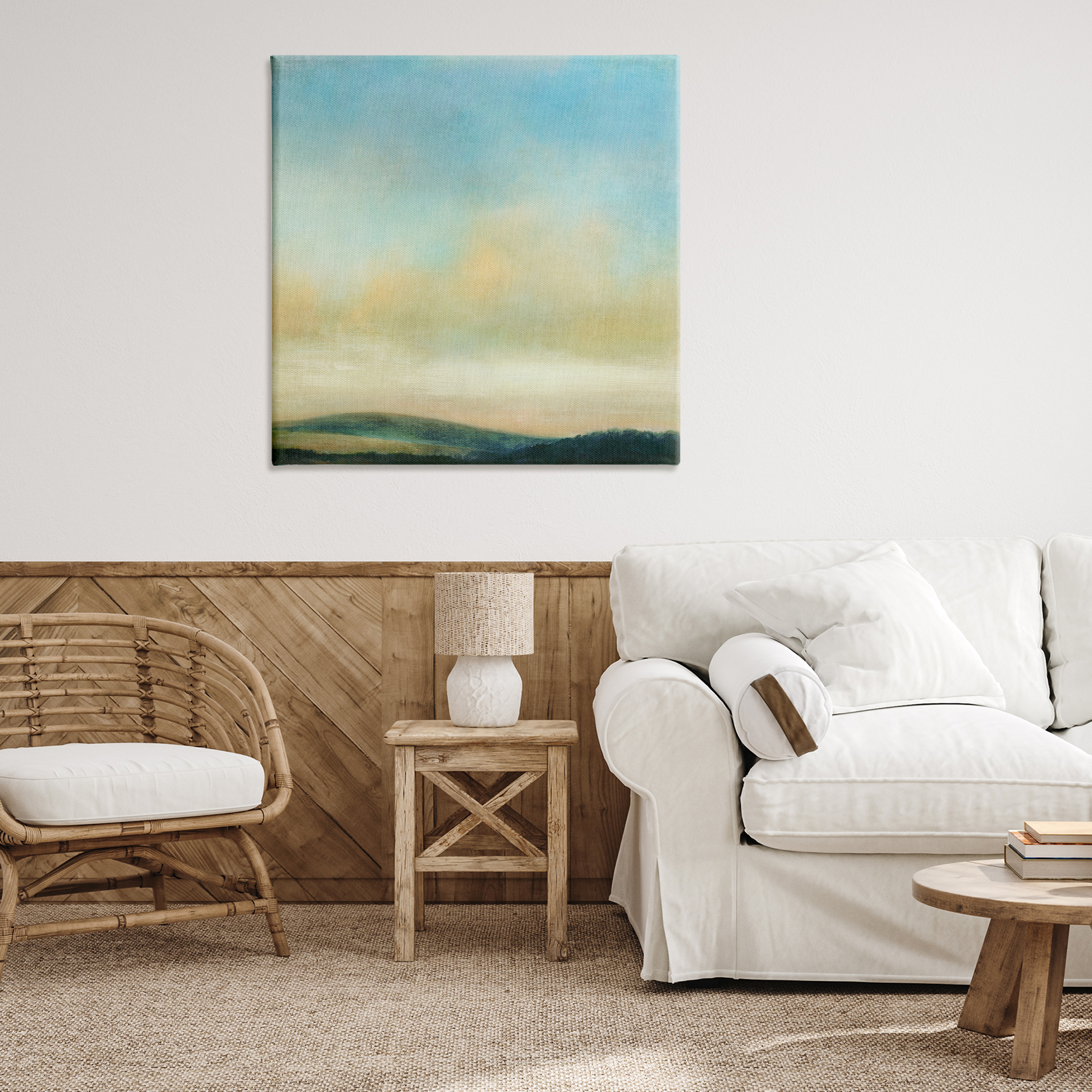 Stupell Industries Cloudy Countryside Fields Landscape & Nature Painting Wrapped Canvas Art Print Wall Art, 36 x 36