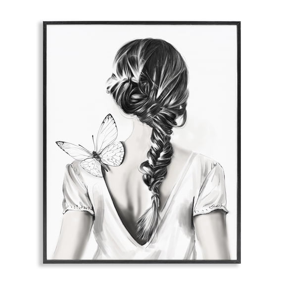 Stupell Industries Contemporary Butterfly on Girl's Back Black Framed Giclee Art, 11 x 14, by Ros Ruseva