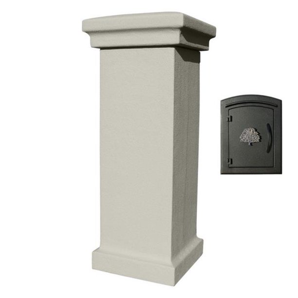 Qualarc Manchester Column Mount Mailbox - Decorative Cross Logo, Black | Wall Or Column Insert Mailbox