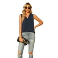 thumbnail image 4 of Uvplove Women's Summer Sleeveless Chiffon Tank Tops Loose Casual V Neck Shirt Navy Blue S-2XL, 4 of 7