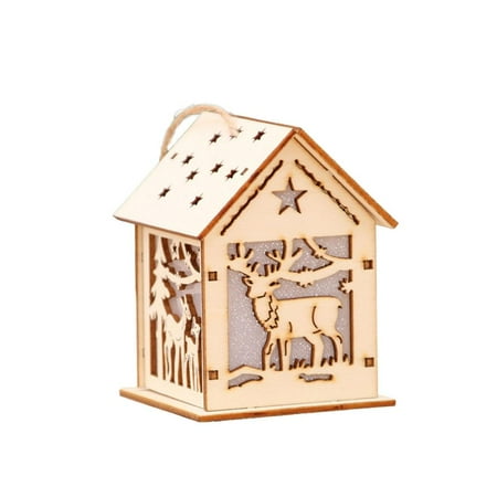 

IMSHIE Christmas LED Wooden House - Christmas Tree Wooden Decorations - Christmas Tree Pendant for Festival Christmas Table Hang Ornament Decoration astounding