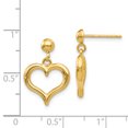 thumbnail image 4 of 14k Yellow Gold Heart Post Drop Dangle Earrings Love, 4 of 8