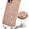 thumbnail image 5 of Glitter Case Compatible with iPhone 13 Pro Max Cute Case for Women Girls, Luxury Crystal Shiny Bling 3D Diamond Jewelry Rhinestone Slim Soft TPU Bumper Protective Sparkly Cover Girly Case Pink, 5 of 14