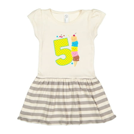 

Inktastic Ice Cream Fifth Birthday Blue Gift Toddler Girl Dress
