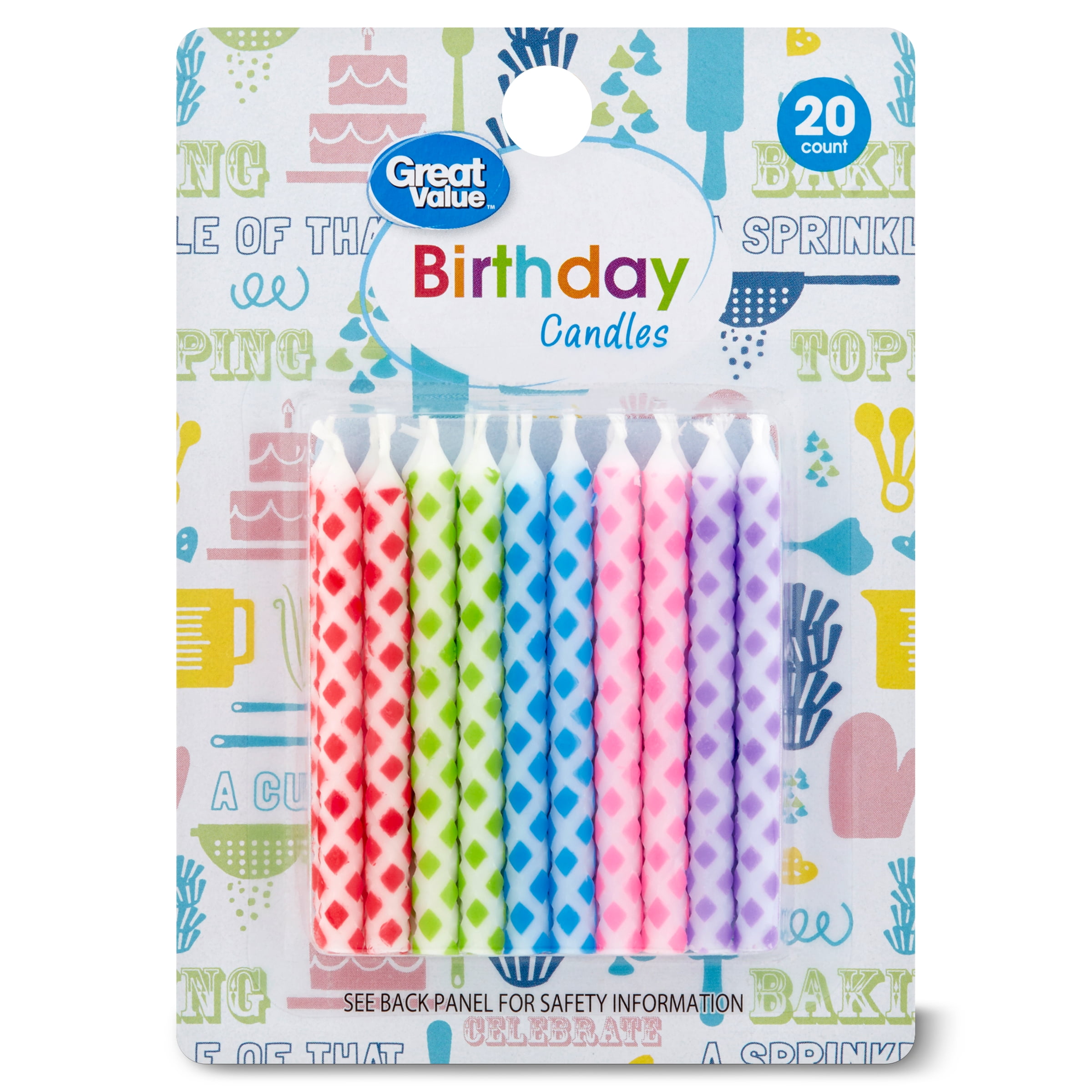 Great Value Celebration Polka Dot Candles, Assorted Colors, 20 Count