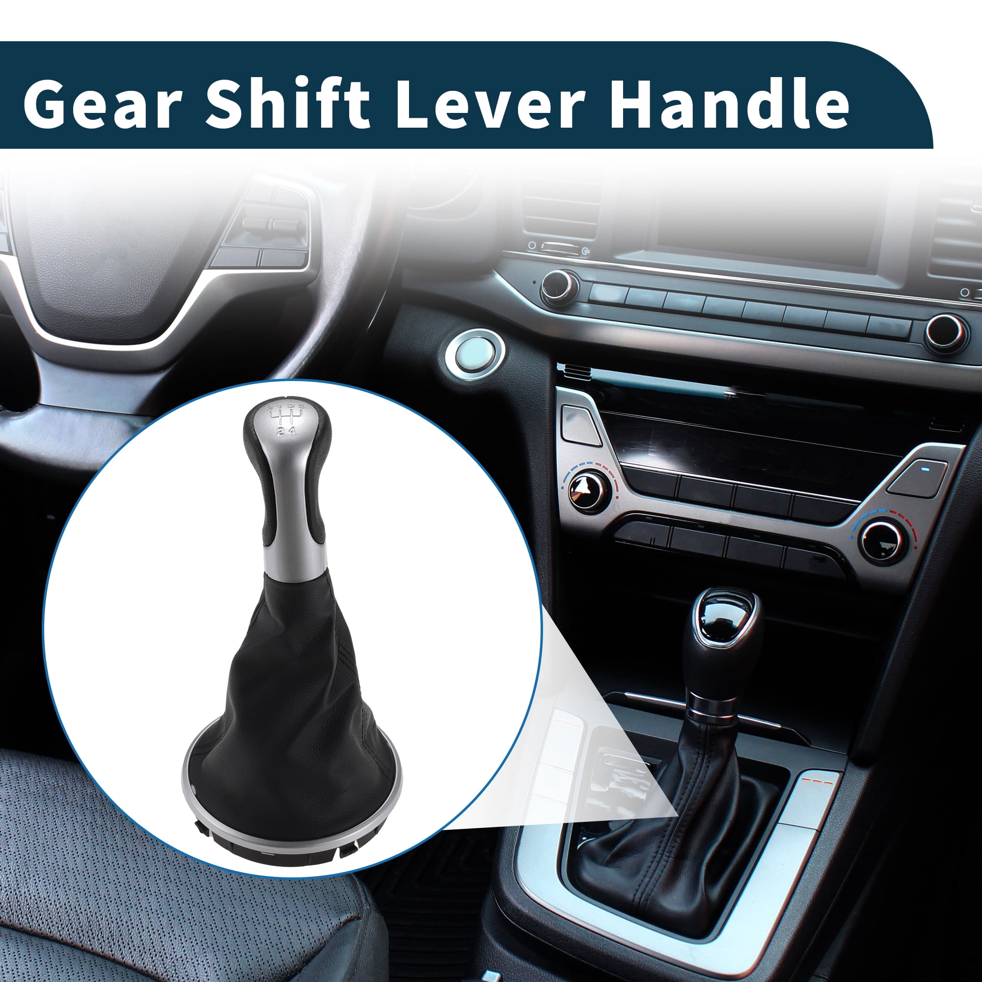 Unique Bargains Manual Gear Shift Knob Handle for Skoda Fabia 2 MK2 2007-2012 Shift Gear Lever Knob Gearstick Gaiter Boot Cover Plastic Leather