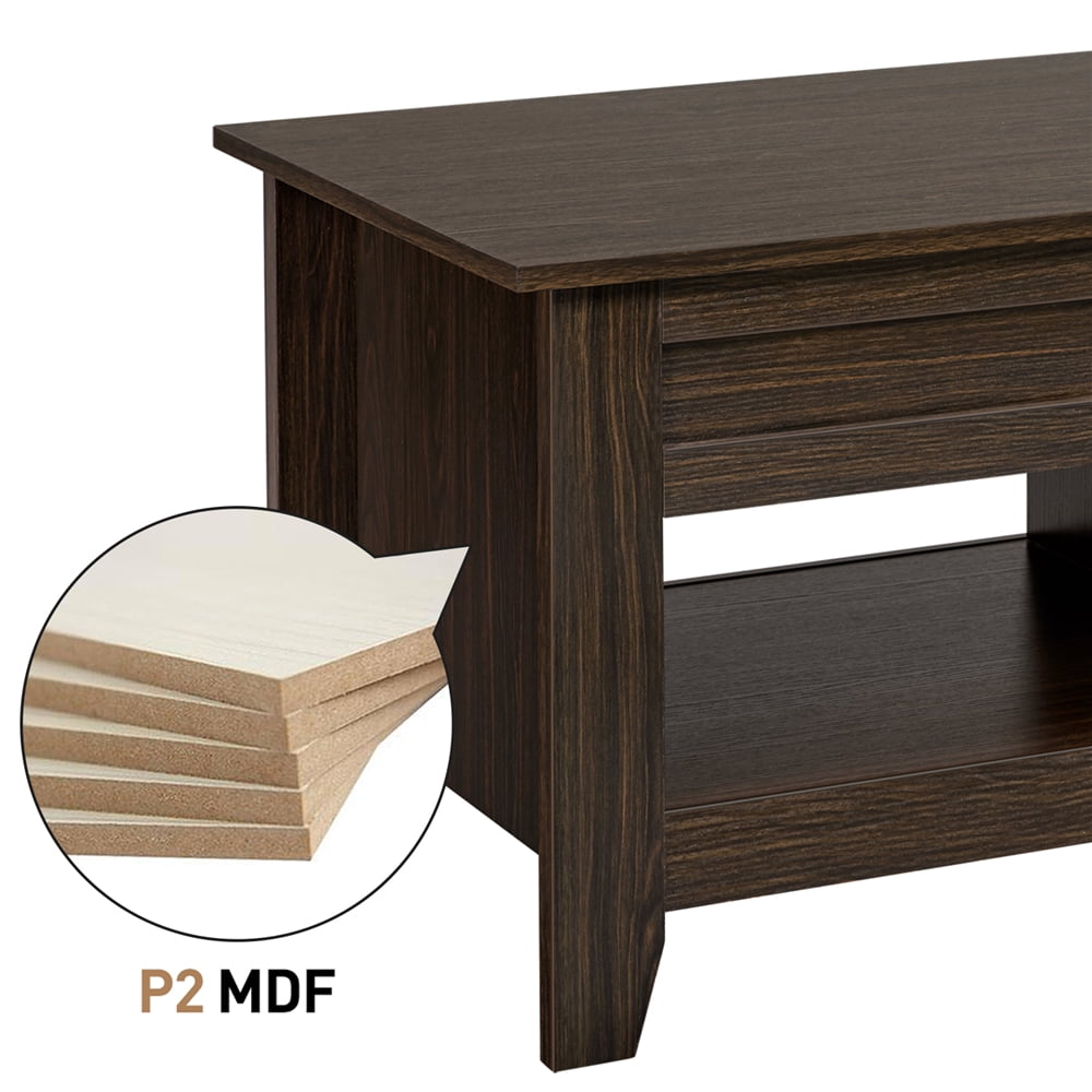 Alden Design 47.5" Lift Top Coffee Table with 2 Storage Compartments for Livingroom, Espresso