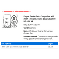 thumbnail image 2 of Engine Gasket Set - Compatible with 2007 - 2016 Chevy Silverado 3500 HD 6.0L V8 2008 2009 2010 2011 2012 2013 2014 2015, 2 of 2