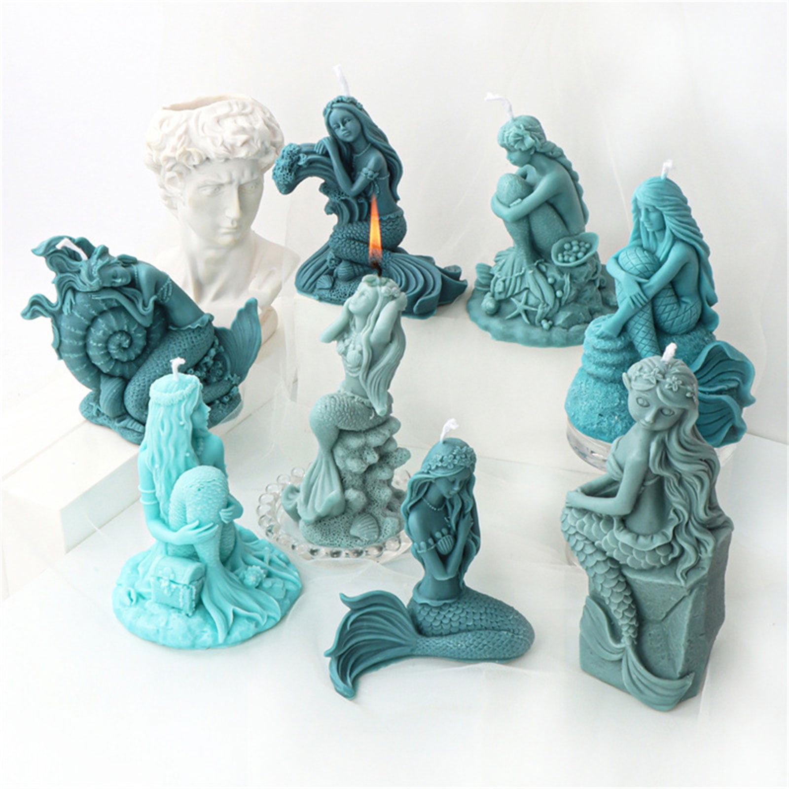 Mermaid Candle Mold Silicone Mould DIY Shell Conch Soap Resin Plaster Making Tool Goddess Chocolate Mold for Home Decor