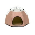 thumbnail image 1 of Coffee Oxford Cloth Foldable Hexagonal Pet Tent - Waterproof, Scratch-Resistant, All-Season Universal for Cats & Small Dogs, Portable Pet Cave with Compact Storage (48*25*3cm Folded Size), 60*60*48cm, 1 of 6
