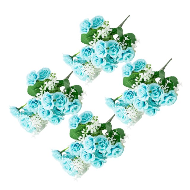 Injueey 4X flores artificiales de imitación de plantas para el hogar, accesorios multiusos para el hogar, decoraciones para festivales, Decoración Azul