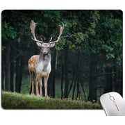 Deer Mouse Pad, Natural Wildlife Animals Mouse Pads, Mouse Mat Square Waterproof Mouse Pad Non Slip Rubber Base
