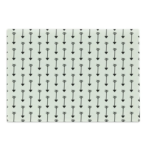 Arrow Cutting Board, Various Arrow Patterns on Retro Background Tools Boho Style Art, Decorative Tempered Glass Cutting and Serving Board, Large Size, Pale Beige Black, by Ambesonne