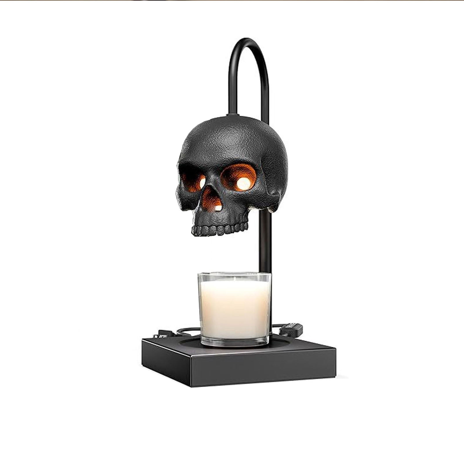 Skull Candle Warmer Lamp with Timer & Dimmer (Candles NOT Included) – Black Gothic Table Lamp Candle Warmer Adjustable Height, Skull Decor- Lamps for Spooky Home & Witchy Gifts