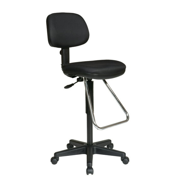 Office Star Economical Black Fabric Chair with Chrome Teardrop Footrest