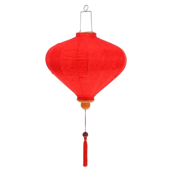 LOLIPPYY Outdoor Hanging Vietnamese Lantern in Red Silk Decorative for Wedding and Festival Decor
