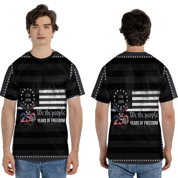 We The People 250 Years Freedom Black T-Shirt, Grunge Eagle Statue Liberty 1776-2026 Patriotic Tee , Independence Day Shirt