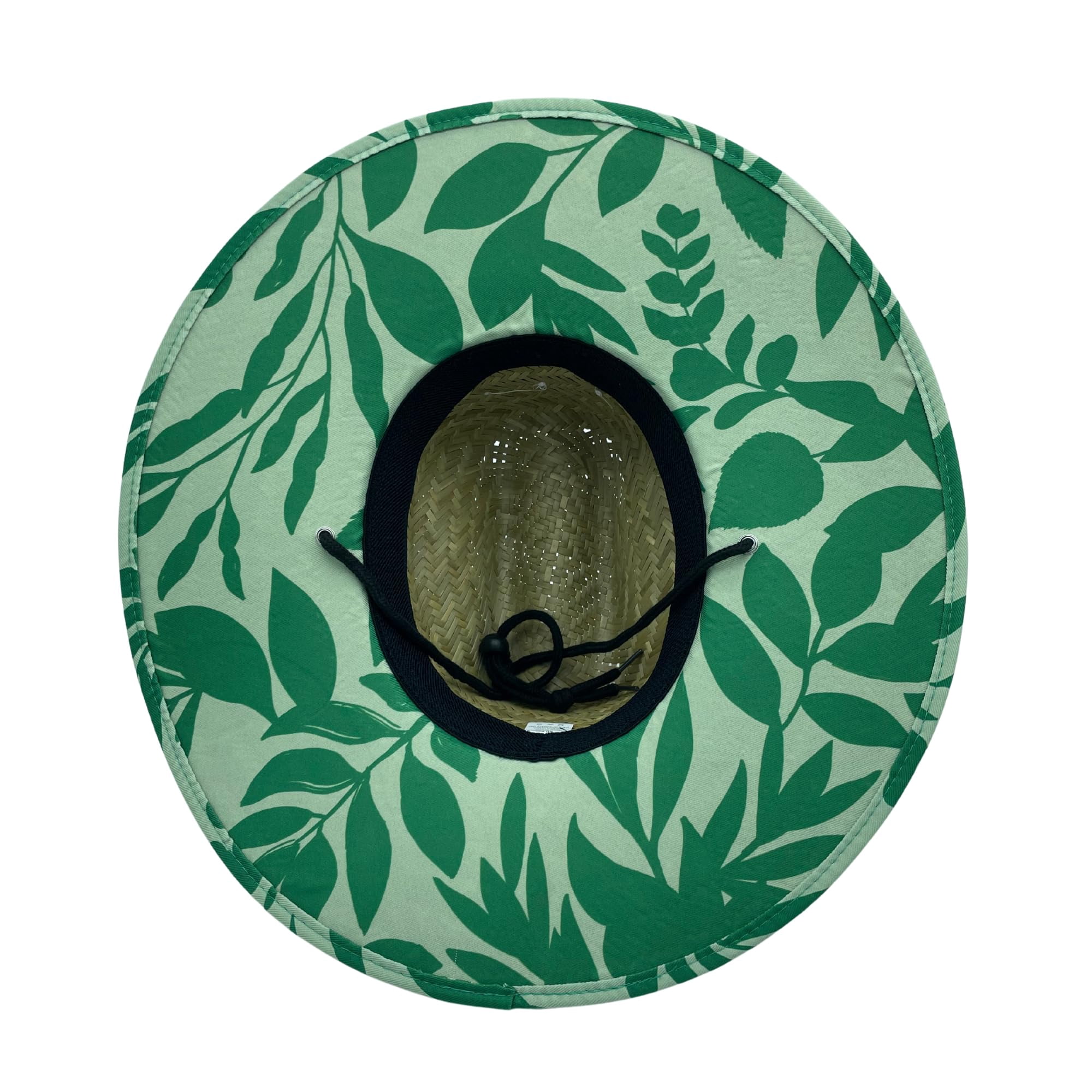 Straw Beach Hat - UPF 50+ Cotton Patriotic Under Brim Lifeguard - Drawstring Fit - Medium