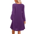 thumbnail image 6 of Fancyglim Women's Long Sleeve Casual Dress Loose T-Shirt Dress with Pockets Purple M, 6 of 7