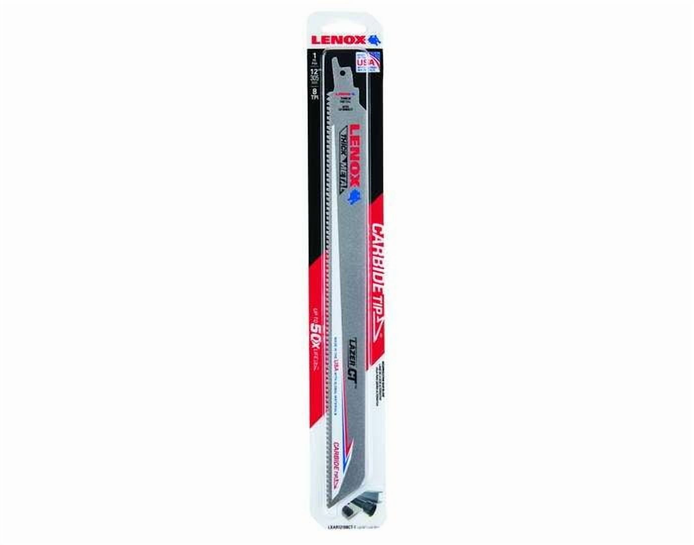 Lenox LXAR12108CT-1 Reciprocating Saw Blade - 1" Width x.050" Thick - 12" Length - 8 TPI - Carbide — Heavy-Duty Construction, Professional Use