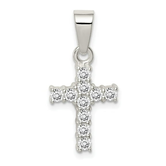 Auriga Fine Jewelry 925 Sterling Silver CZ Cross Pendant for Women (L - 1 inch, W - 12 inch)